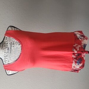 White House Black Market Red Floral Tank Top